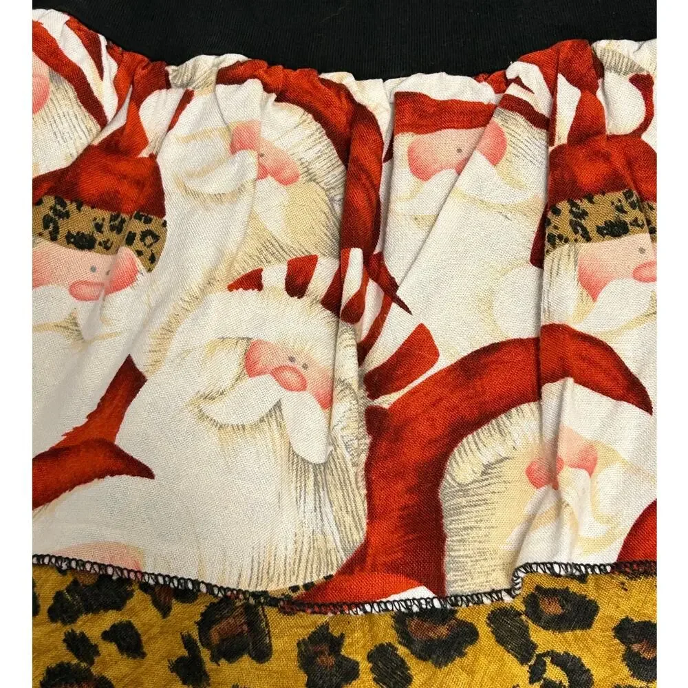 Cherokee sz 18 mth Vintage Santa w/leopard print ruffle Christmas dress